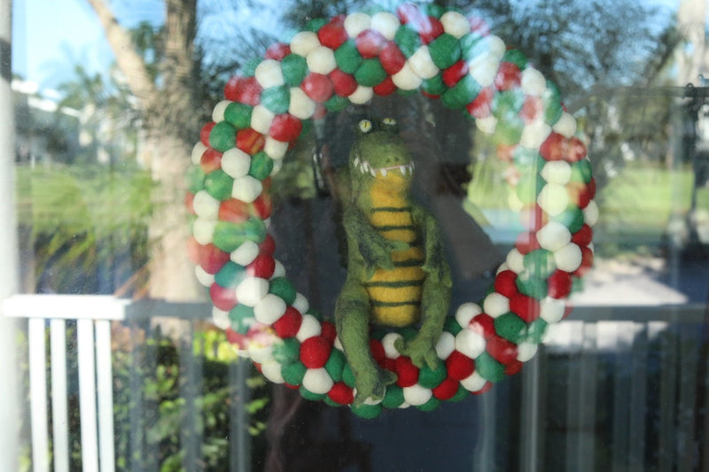 Felt Pompom Ball Christmas Wreath by Ganapati Crafts Co.
