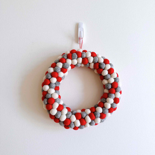 Felt Christmas Pompom Ball Wreath - Christmasy - Ganapati Crafts Co.