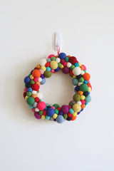 Handmade Rainbow Felt Ball Christmas Wreath | Pompom Christmas Wreath by Ganapati Crafts Co.