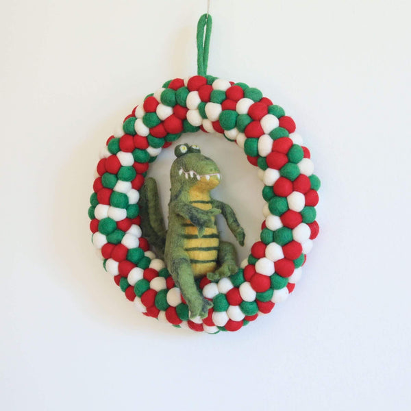 Felt Pompom Ball Christmas Wreath by Ganapati Crafts Co.