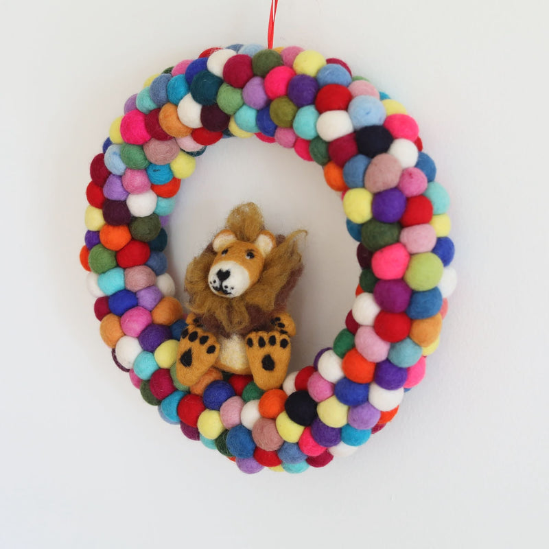 Felt handmade pompom Christmas wreath - Ganapati Crafts Co.
