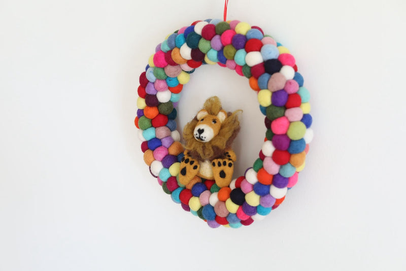 Felt handmade pompom Christmas wreath - Ganapati Crafts Co.