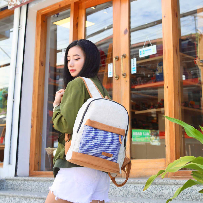 WOVEN 14" Laptop Backpack - Blue Stripe