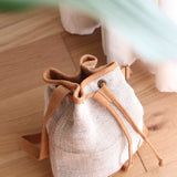 WOVEN Bucket Drawstring Bag - White