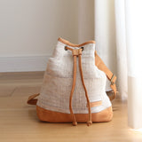 WOVEN Bucket Drawstring Bag - White