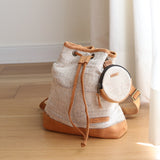 WOVEN Bucket Drawstring Bag - White