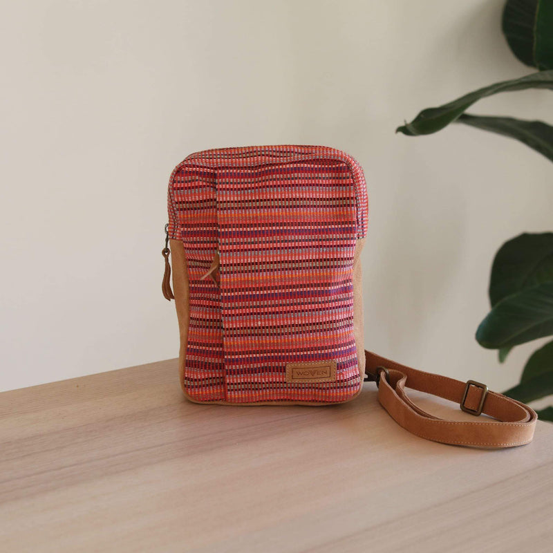 WOVEN Chest Crossbody Bag - Red Premium Quality Unique Handmade Gifts And Accessories - Ganapati Crafts Co.