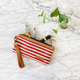 WOVEN phone wallet - Red/White Stripe Premium Quality Unique Handmade Gifts And Accessories - Ganapati Crafts Co.