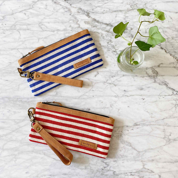 WOVEN phone wallet - Red/White Stripe Premium Quality Unique Handmade Gifts And Accessories - Ganapati Crafts Co.