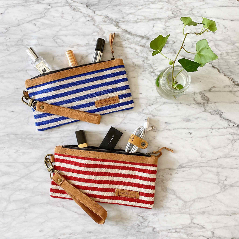 WOVEN phone wallet - Red/White Stripe Premium Quality Unique Handmade Gifts And Accessories - Ganapati Crafts Co.