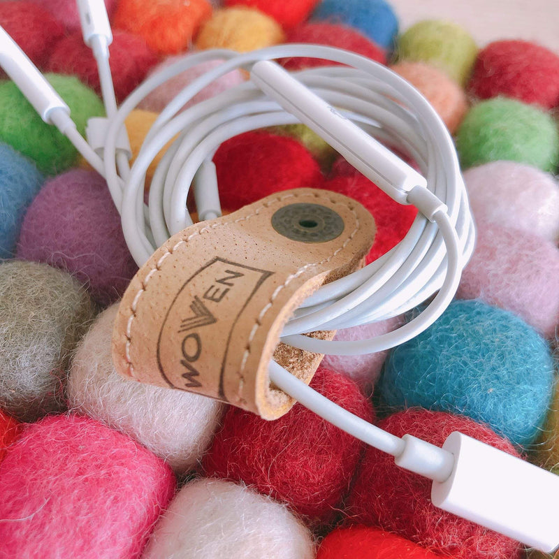 WOVEN suede leather cord organizer - set of 3 Premium Quality Unique Handmade Gifts And Accessories - Ganapati Crafts Co.