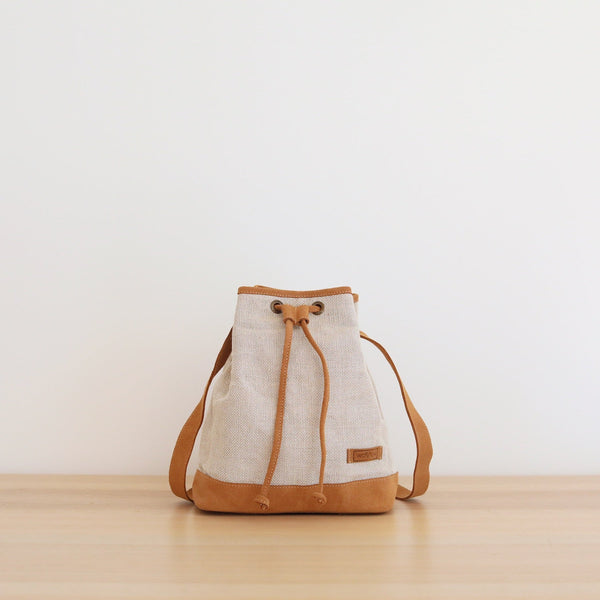 WOVEN Bucket Drawstring Bag - White