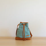 WOVEN Drawstring Bucket Bag - Houndstooth